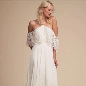 Anthropologie dress women's XS white Pearson lace off the shoulder wedding dress